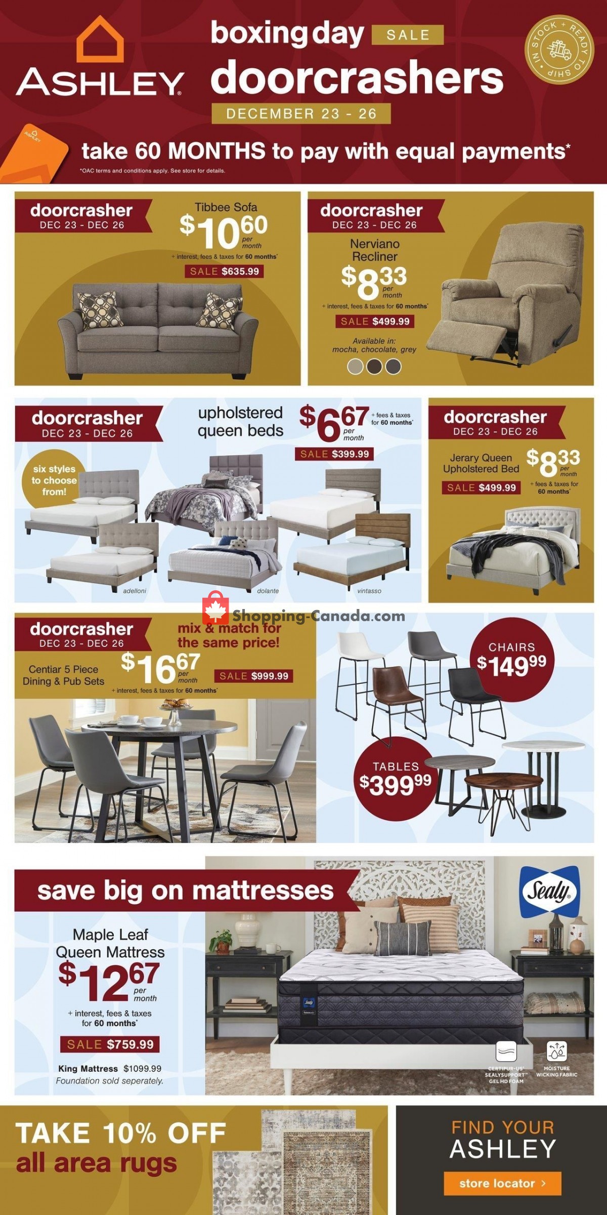 ASHLEY HOMESTORE Canada, flyer (Boxing Day Sale ON) December 23