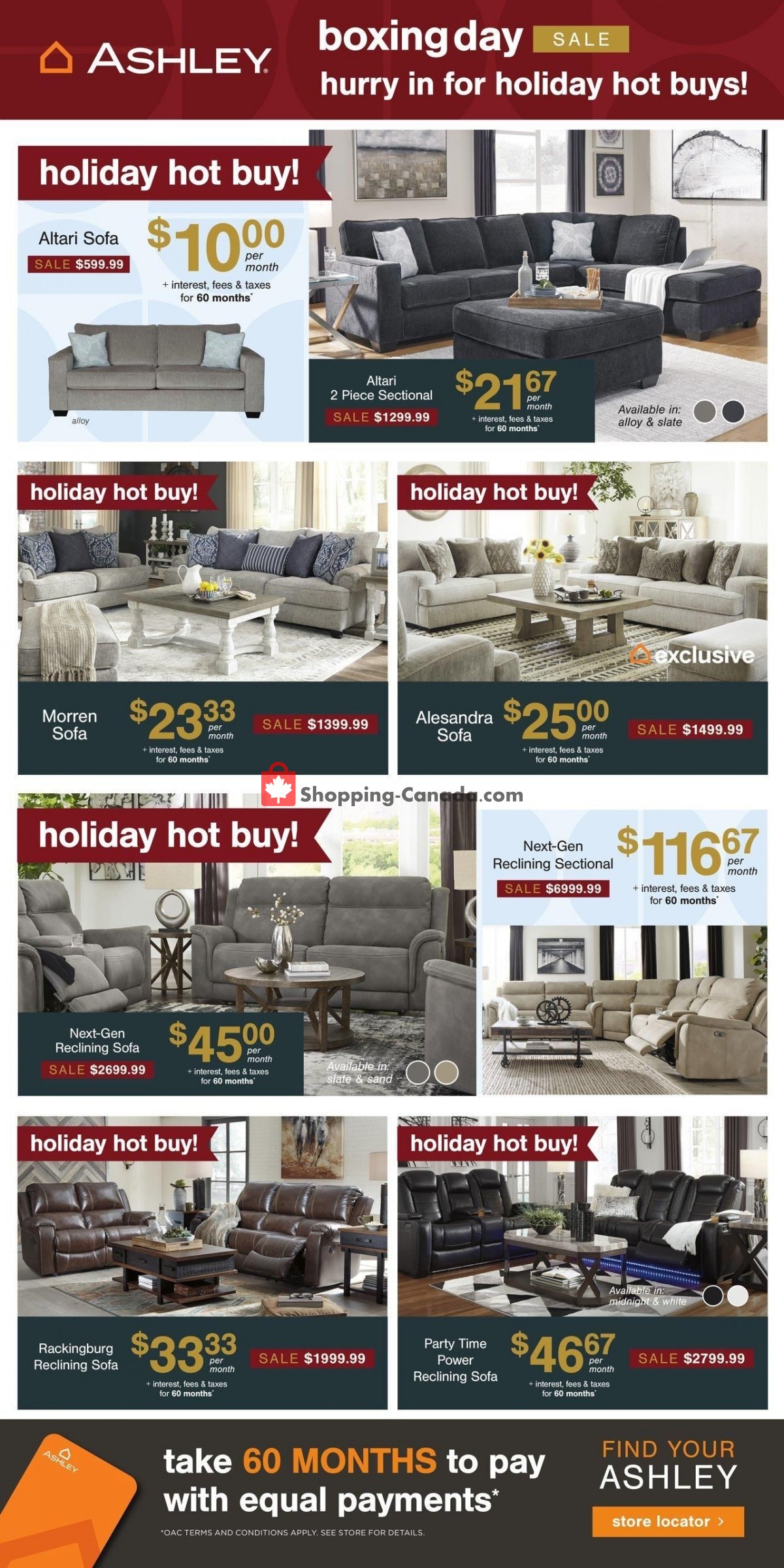 ASHLEY HOMESTORE Canada, flyer (Boxing Day Sale ON) December 23