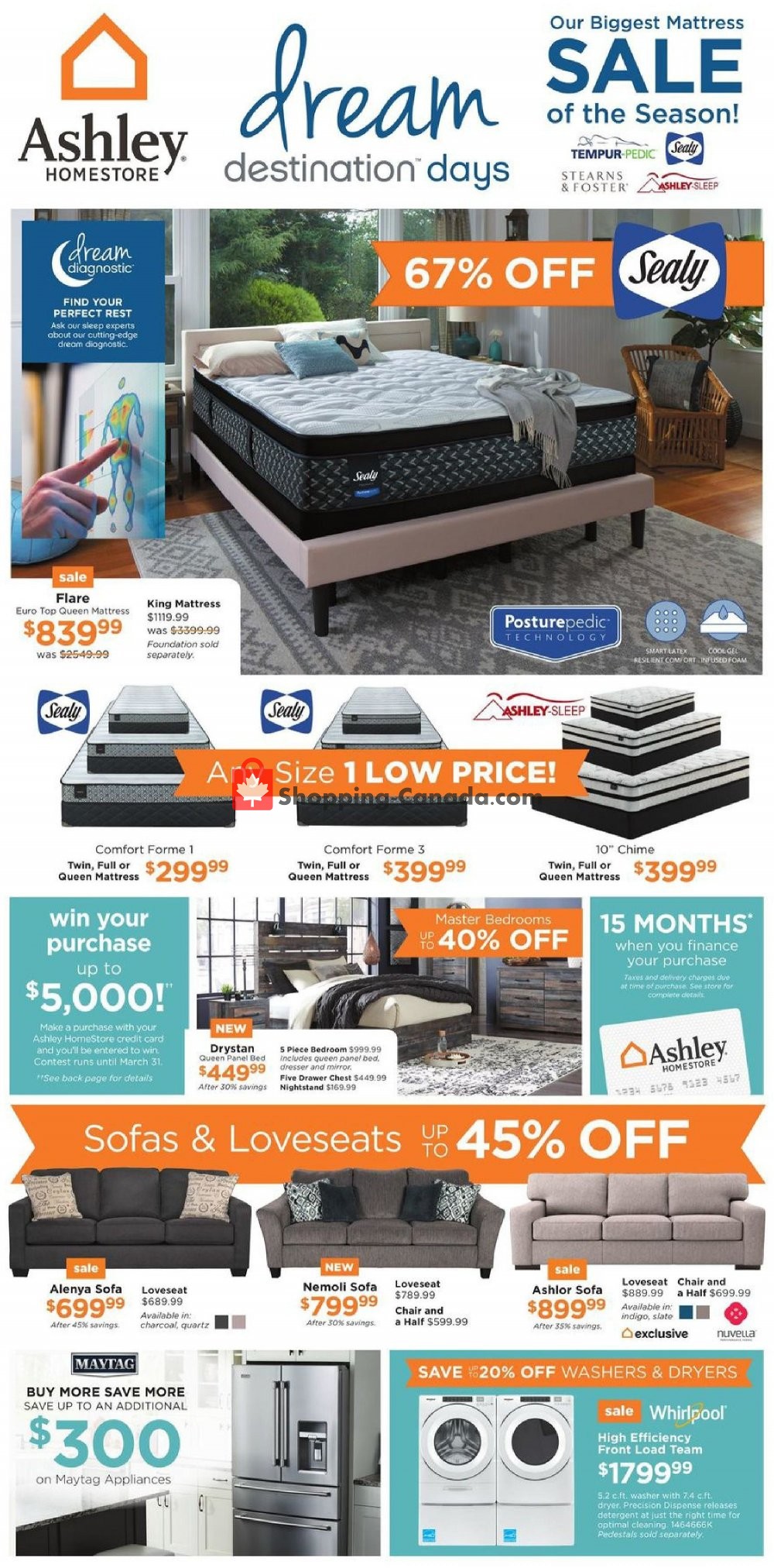 ASHLEY HOMESTORE Canada, flyer (Dream Destination Days AB