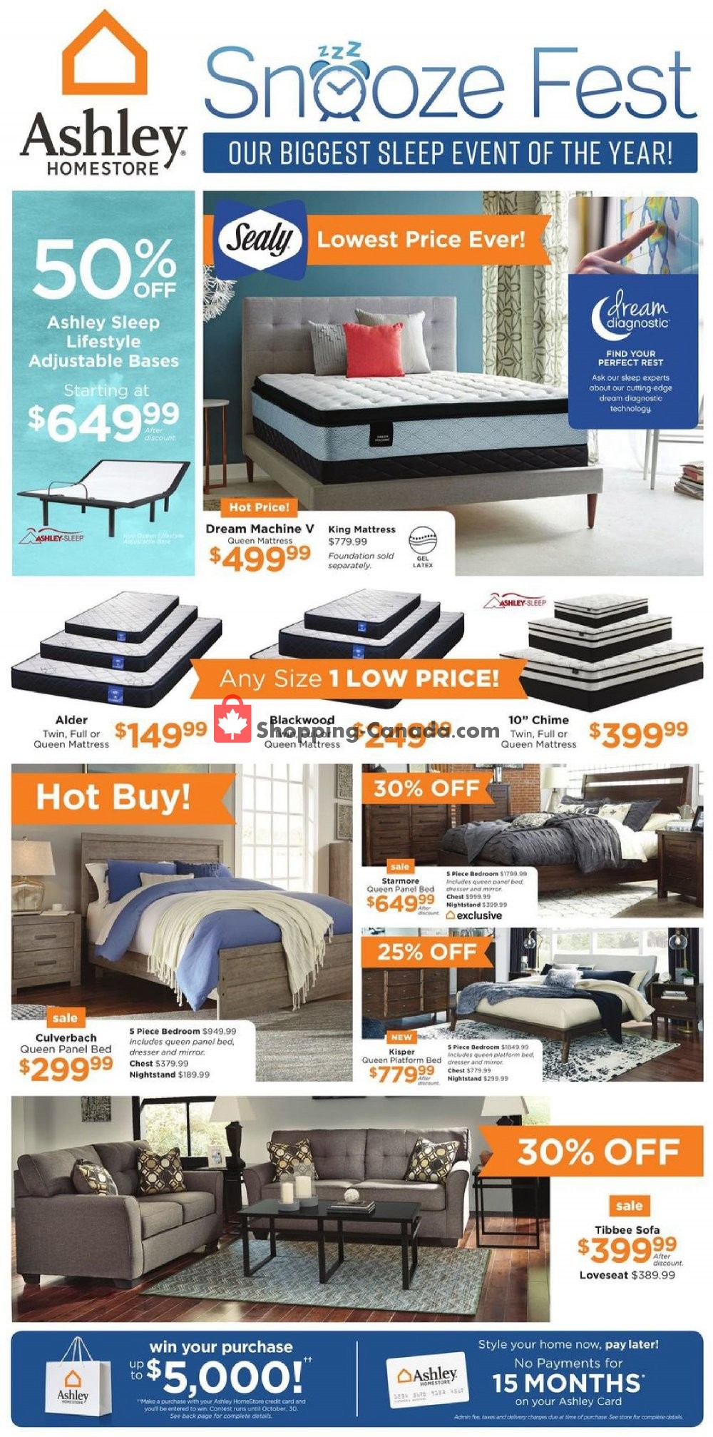 ASHLEY HOMESTORE Canada, flyer (Snooze Fest West) October 24