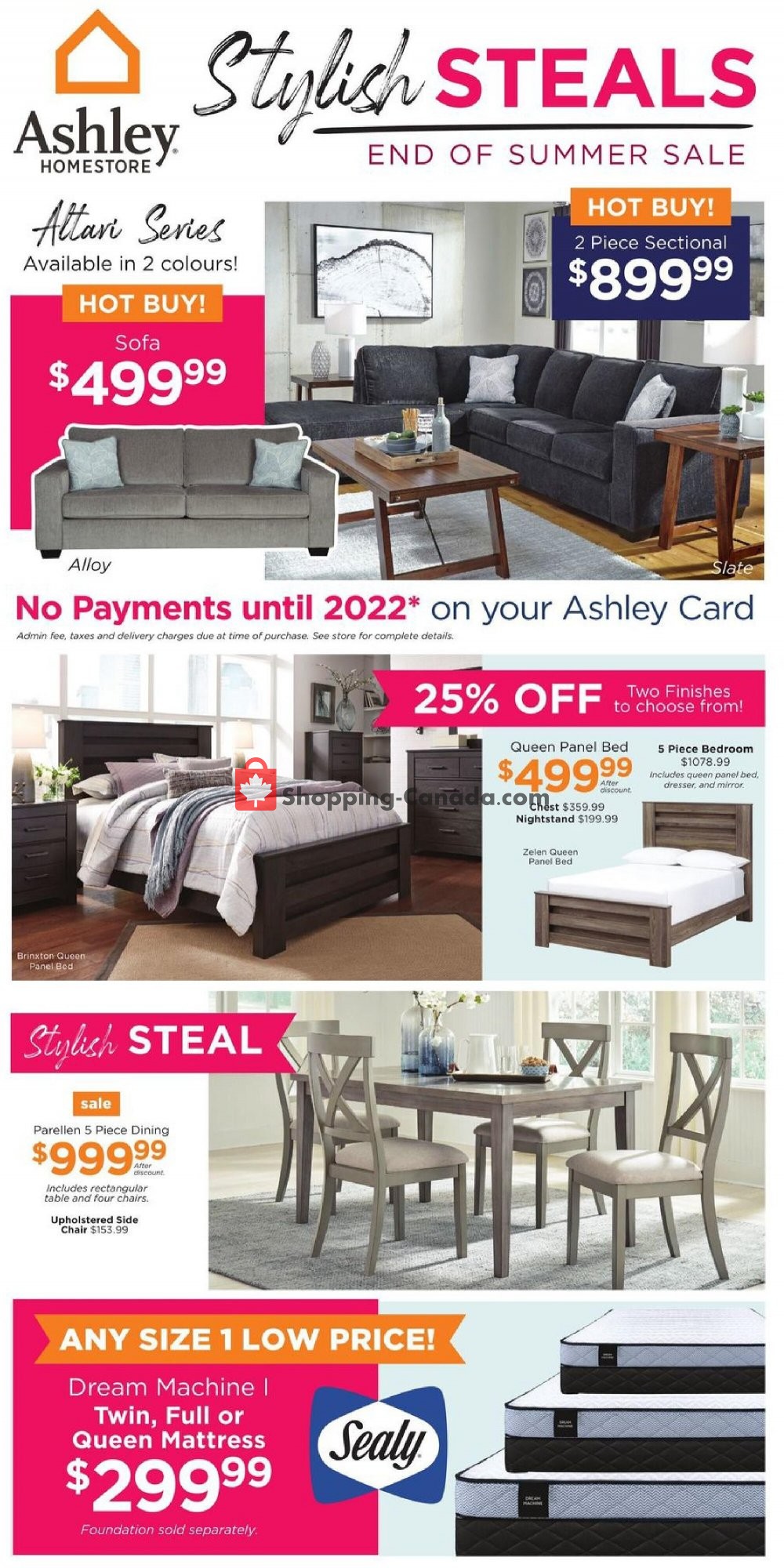 ASHLEY HOMESTORE Canada, flyer (Stylish Steals ON) August 18