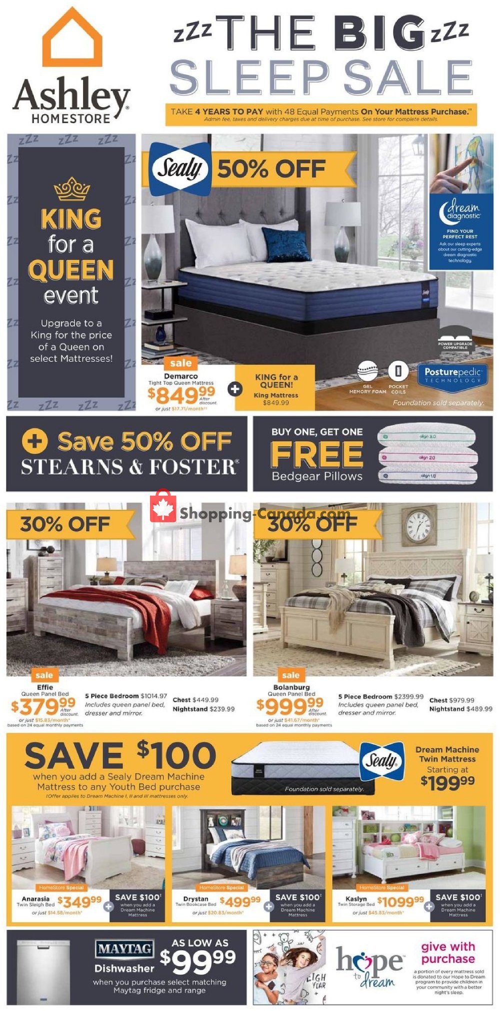 ASHLEY HOMESTORE Canada, flyer (The Big Sleep Sale West) February