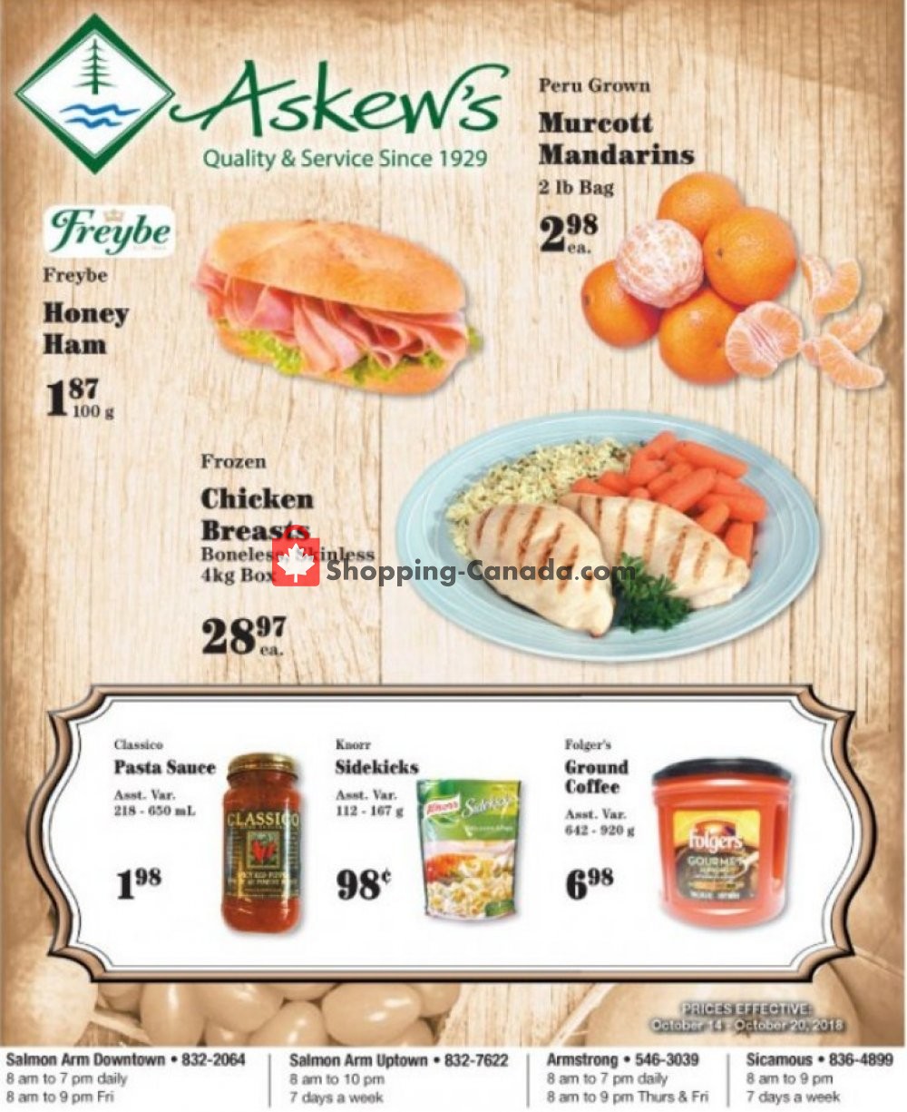 Askews Foods flyer from Sunday October 14, 2018 to Saturday October 20, 2018 - page 1