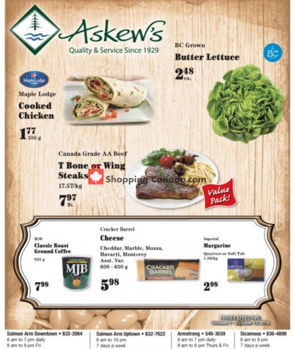 Askews Foods flyer from Sunday October 7, 2018 to Saturday October 13, 2018 - page 1
