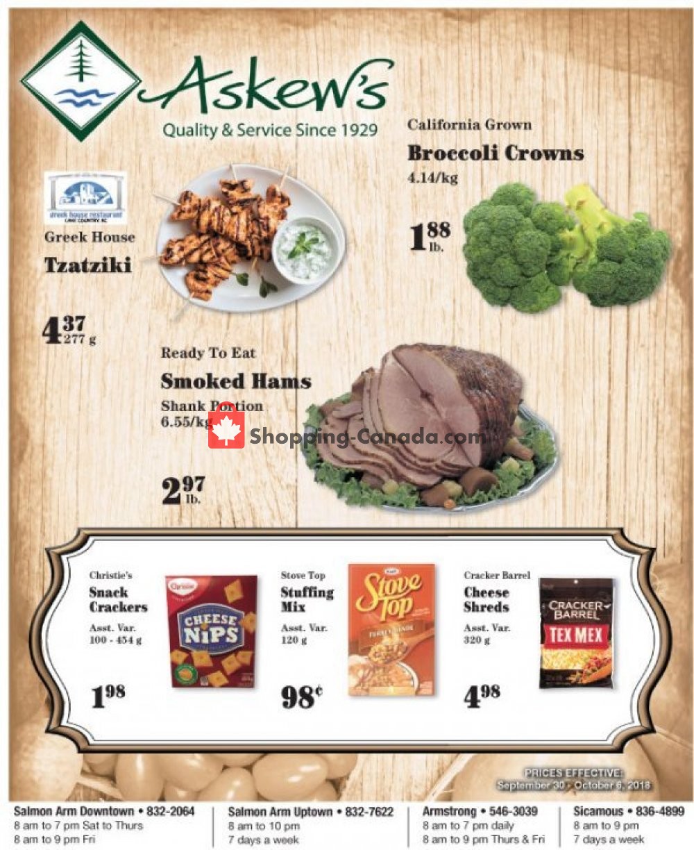 Askews Foods flyer from Sunday September 30, 2018 to Saturday October 6, 2018 - page 1