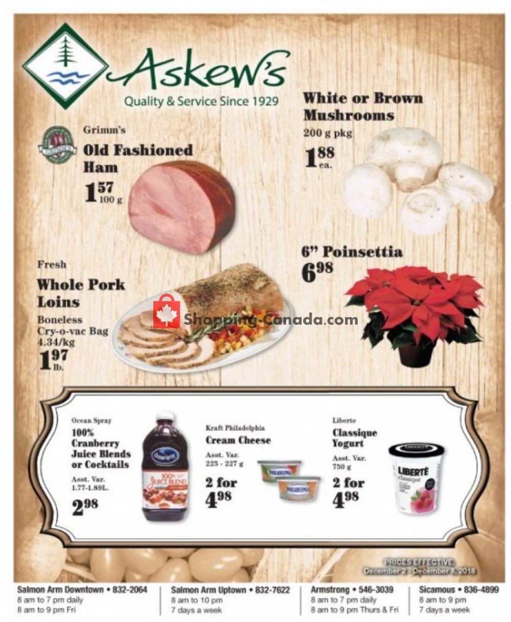 Askews Foods flyer from Sunday December 2, 2018 to Saturday December 8, 2018 - page 1