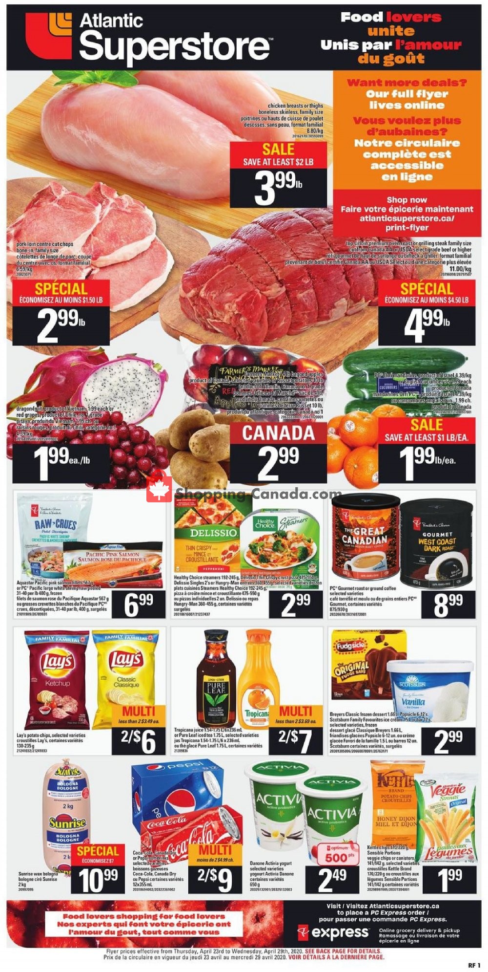 Atlantic Superstore flyer from Thursday April 23, 2020 to Wednesday April 29, 2020 - page 1