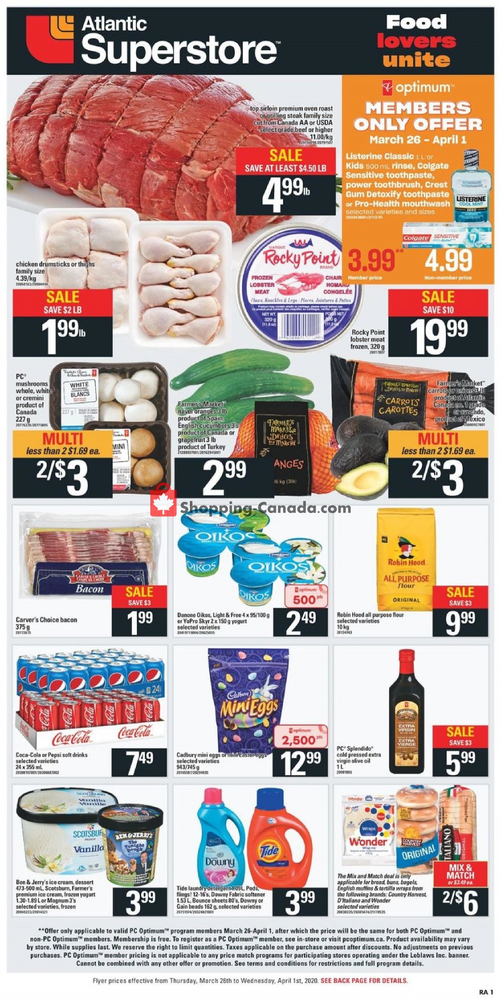 Atlantic Superstore flyer from Thursday March 26, 2020 to Wednesday April 1, 2020 - page 1