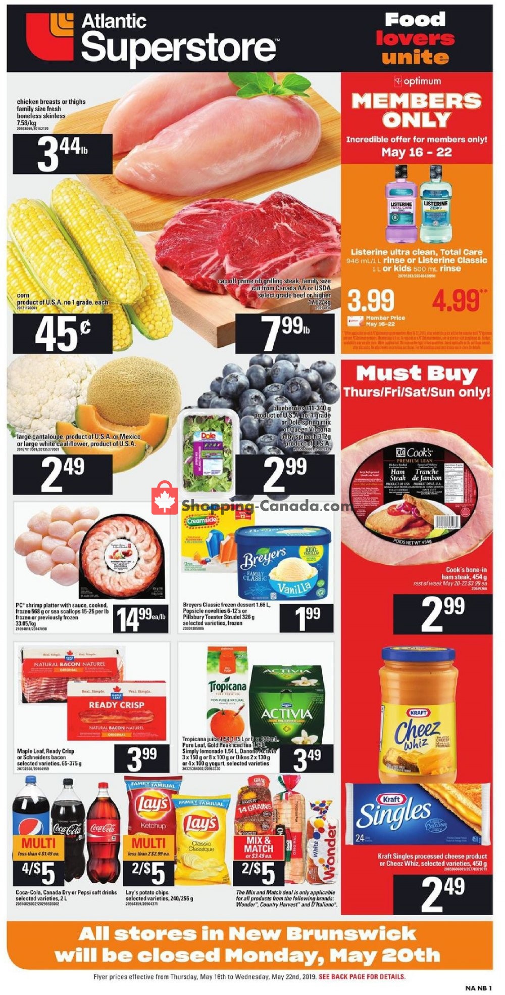 Atlantic Superstore flyer from Thursday May 16, 2019 to Wednesday May 22, 2019 - page 1