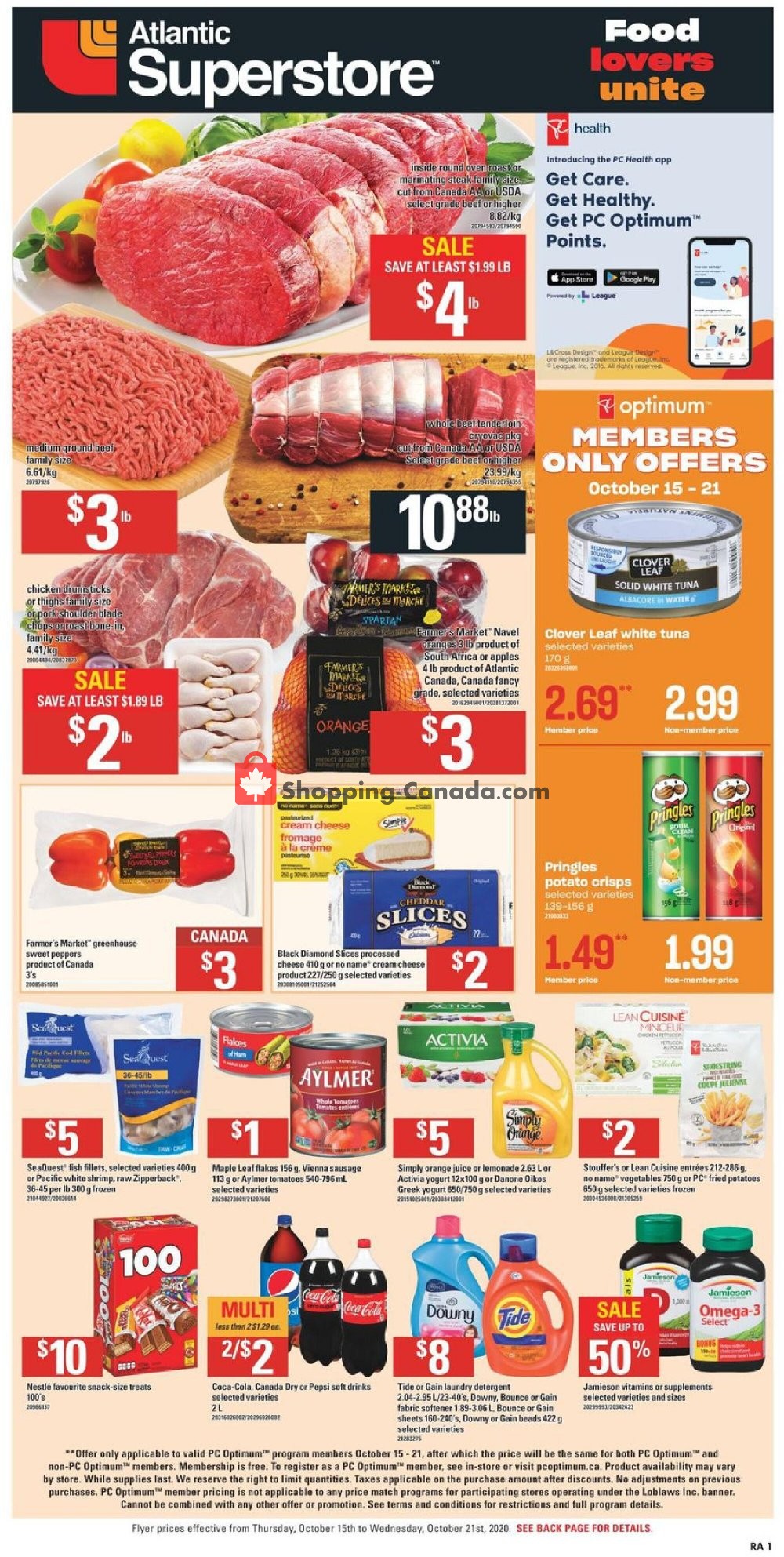 Atlantic Superstore flyer from Thursday October 15, 2020 to Wednesday October 21, 2020 - page 1