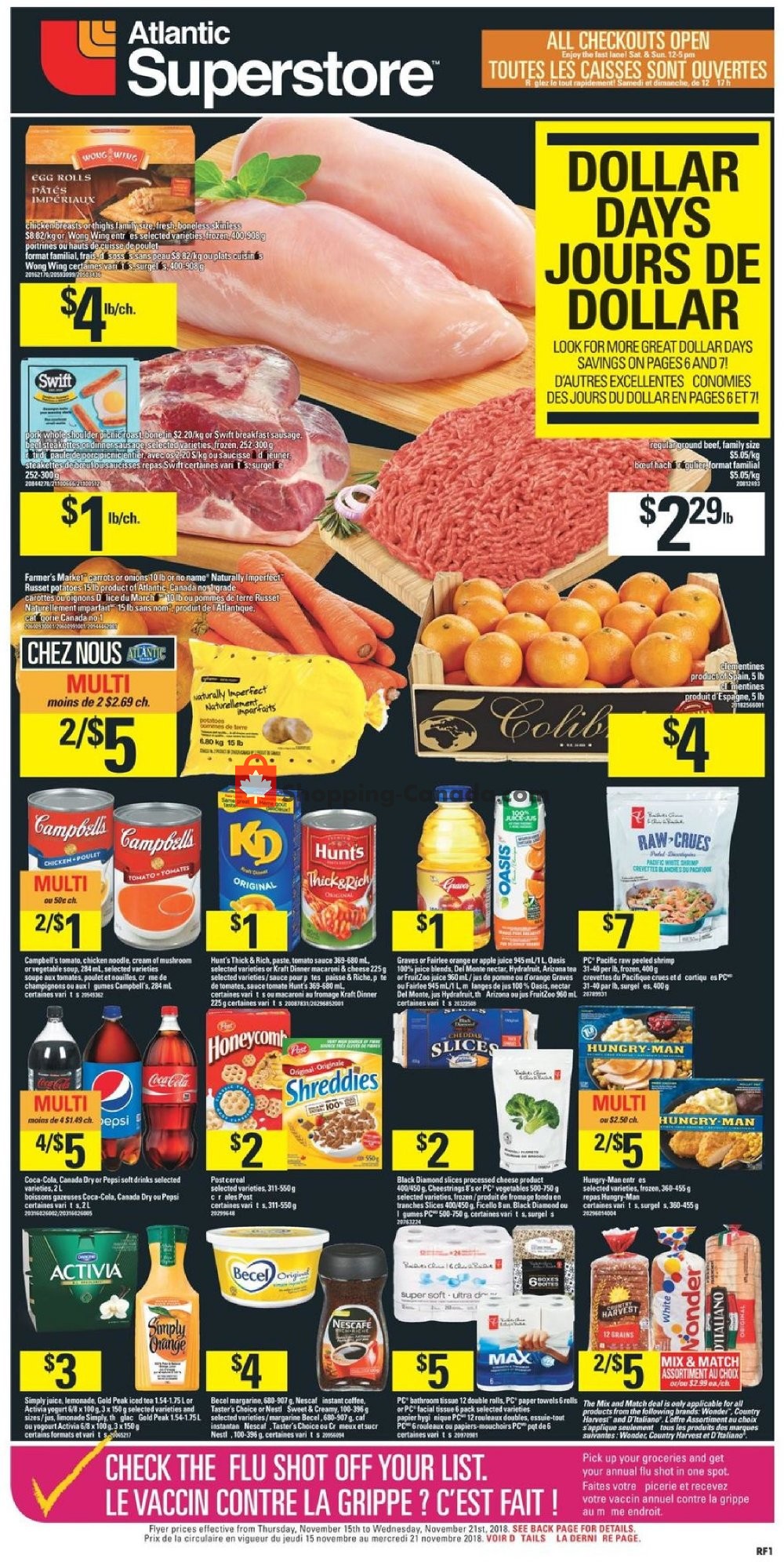 Atlantic Superstore flyer from Thursday November 15, 2018 to Wednesday November 21, 2018 - page 1
