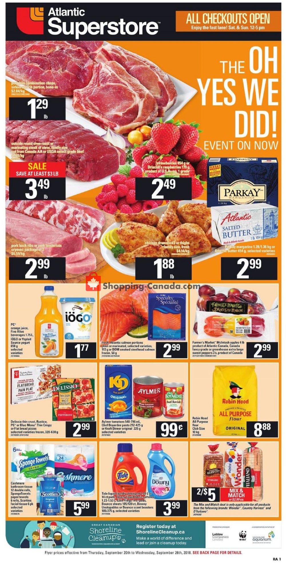 Atlantic Superstore flyer from Thursday September 20, 2018 to Wednesday September 26, 2018 - page 1