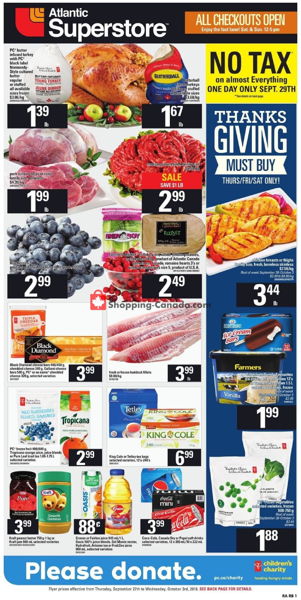 Atlantic Superstore flyer from Thursday September 27, 2018 to Wednesday October 3, 2018 - page 1
