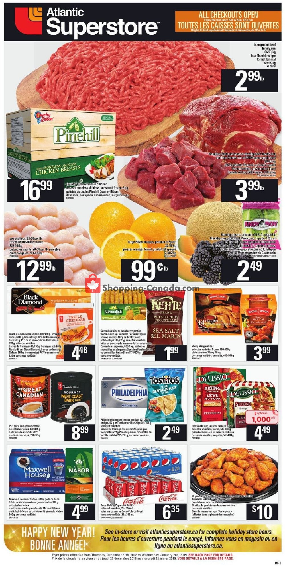 Atlantic Superstore flyer from Thursday December 27, 2018 to Wednesday January 2, 2019 - page 1