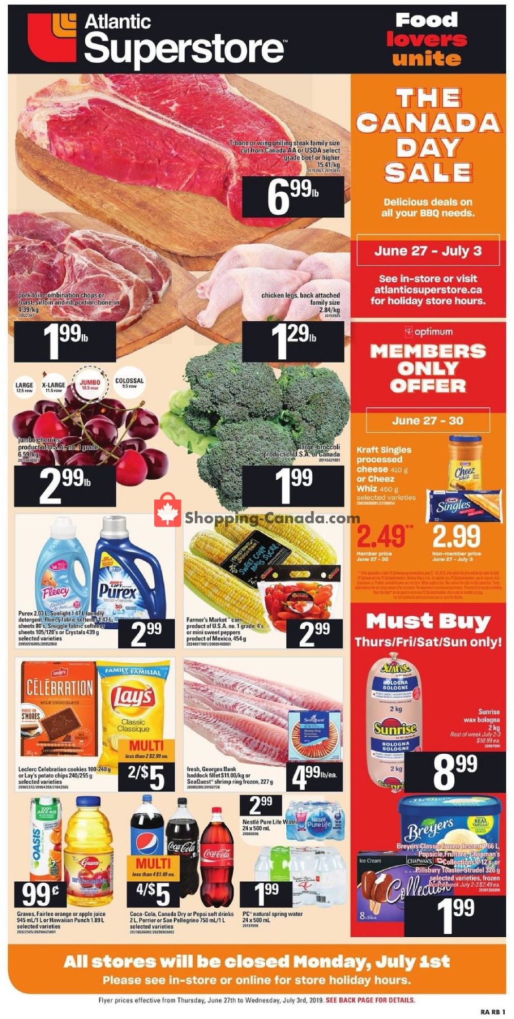 Atlantic Superstore flyer from Thursday June 27, 2019 to Wednesday July 3, 2019 - page 1