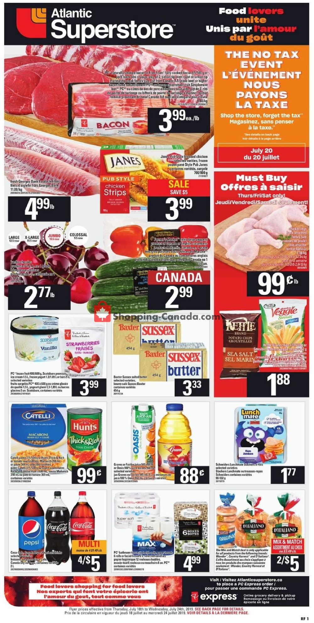 Atlantic Superstore flyer from Thursday July 18, 2019 to Wednesday July 24, 2019 - page 1