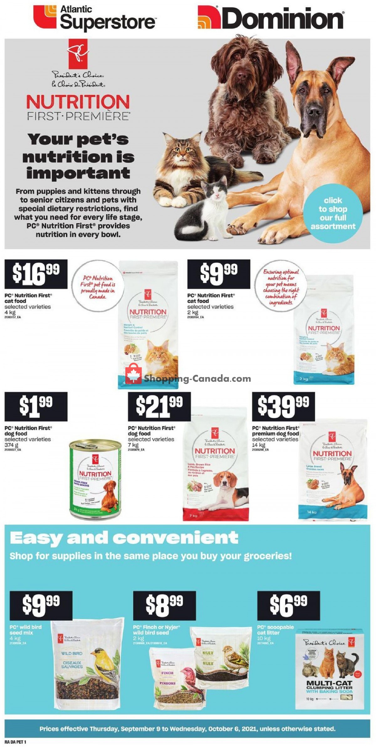 Atlantic Superstore flyer from Thursday September 9, 2021 to Wednesday October 6, 2021 - page 1