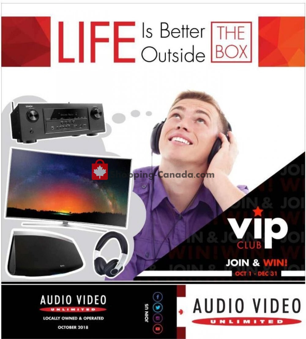 Audio Video Unlimited flyer from Monday October 1, 2018 to Monday December 31, 2018 - page 1