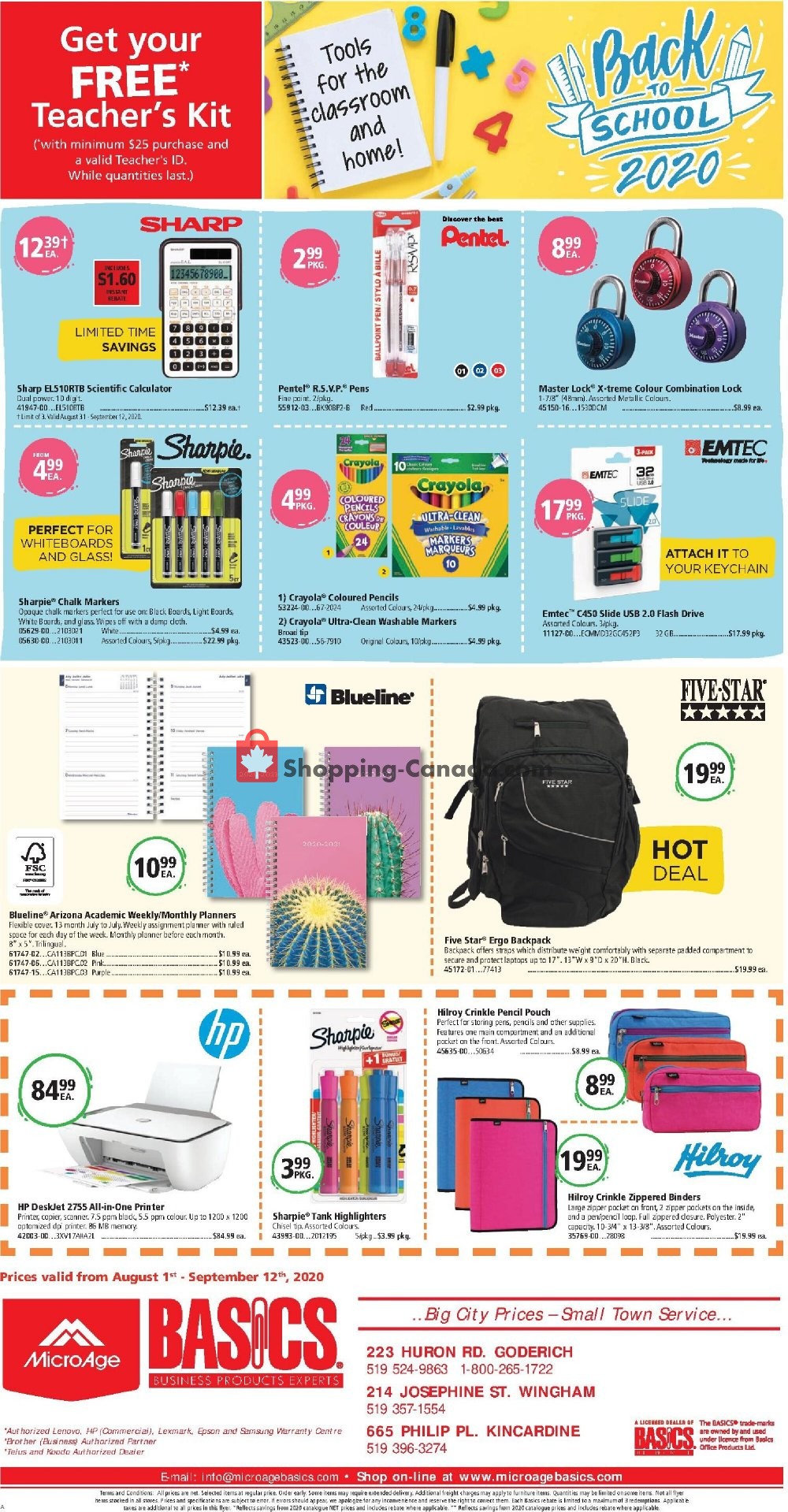 Basics Office Products flyer from Saturday August 1, 2020 to Saturday September 12, 2020 - page 1