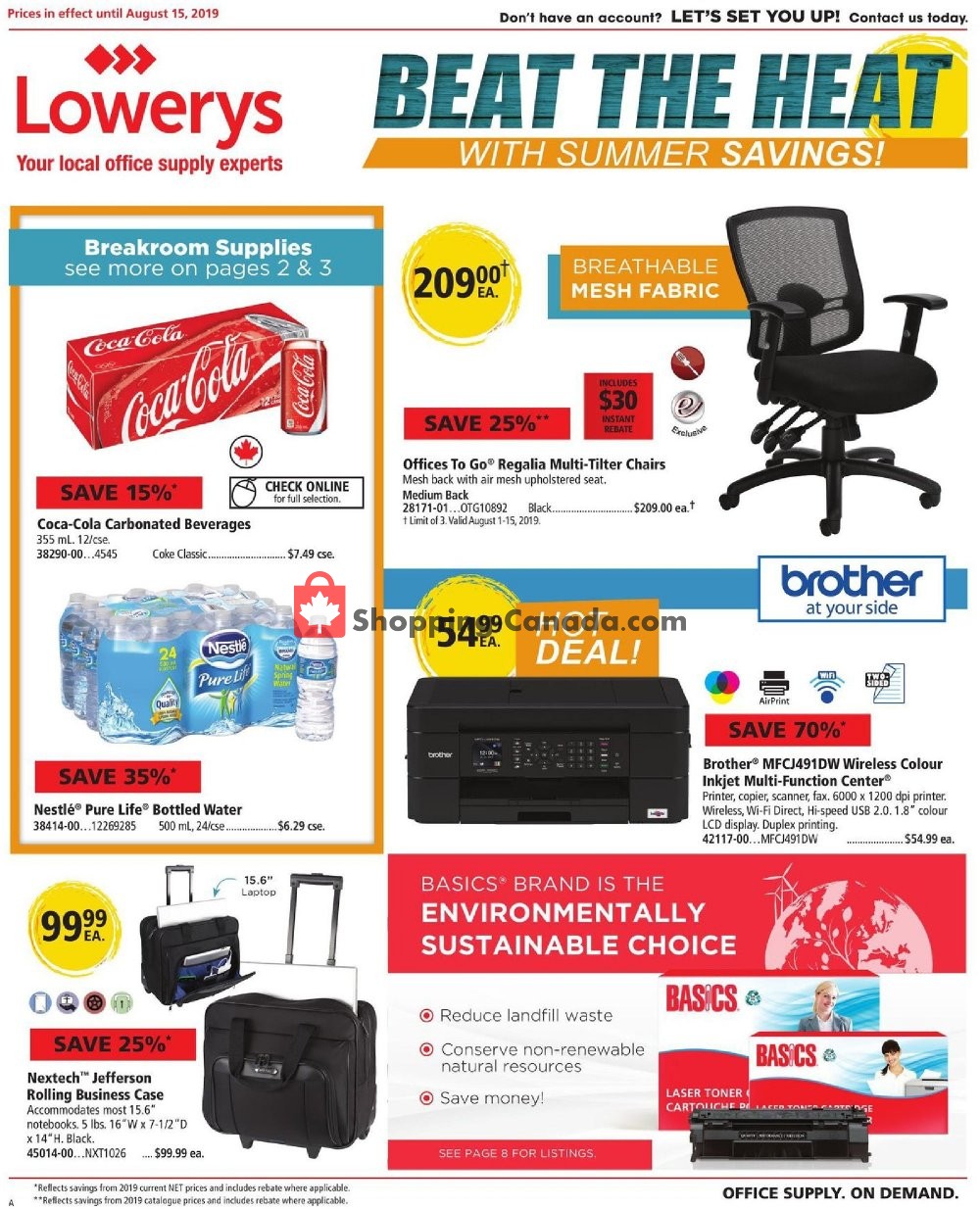 Basics Office Products flyer from Thursday August 1, 2019 to Thursday August 15, 2019 - page 1