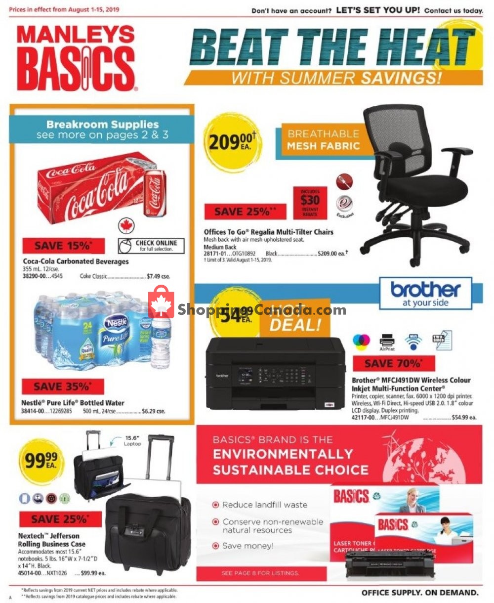 Basics Office Products flyer from Thursday August 1, 2019 to Thursday August 15, 2019 - page 1