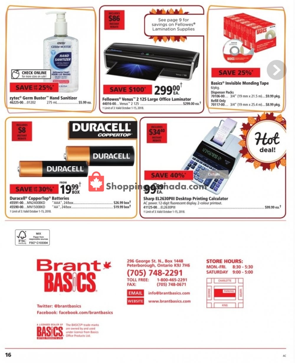 Basics Office Products flyer from Monday October 1, 2018 to Monday October 15, 2018 - page 16
