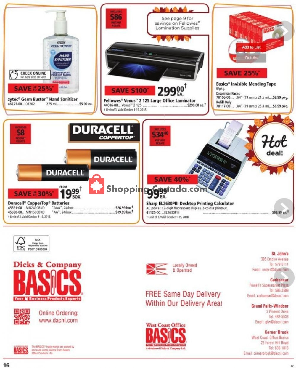 Basics Office Products flyer from Monday October 1, 2018 to Monday October 15, 2018 - page 16