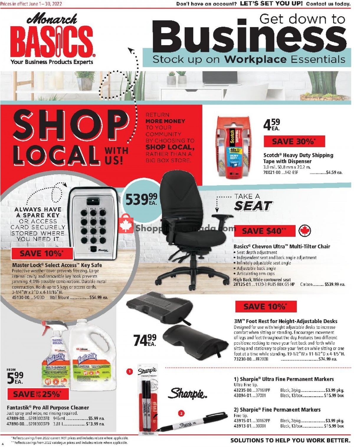 Basics Office Products flyer from Wednesday June 1, 2022 to Thursday June 30, 2022 - page 1