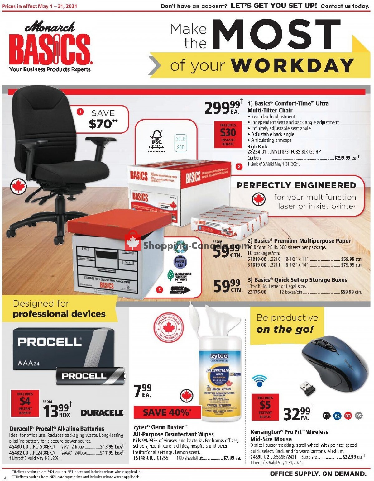 Basics Office Products flyer from Saturday May 1, 2021 to Monday May 31, 2021 - page 1