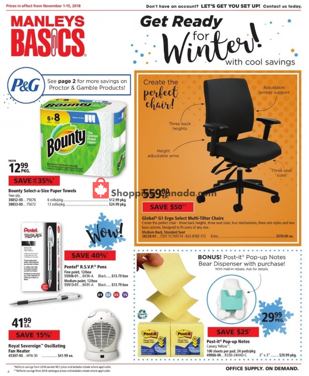 Basics Office Products flyer from Thursday November 1, 2018 to Thursday November 15, 2018 - page 1