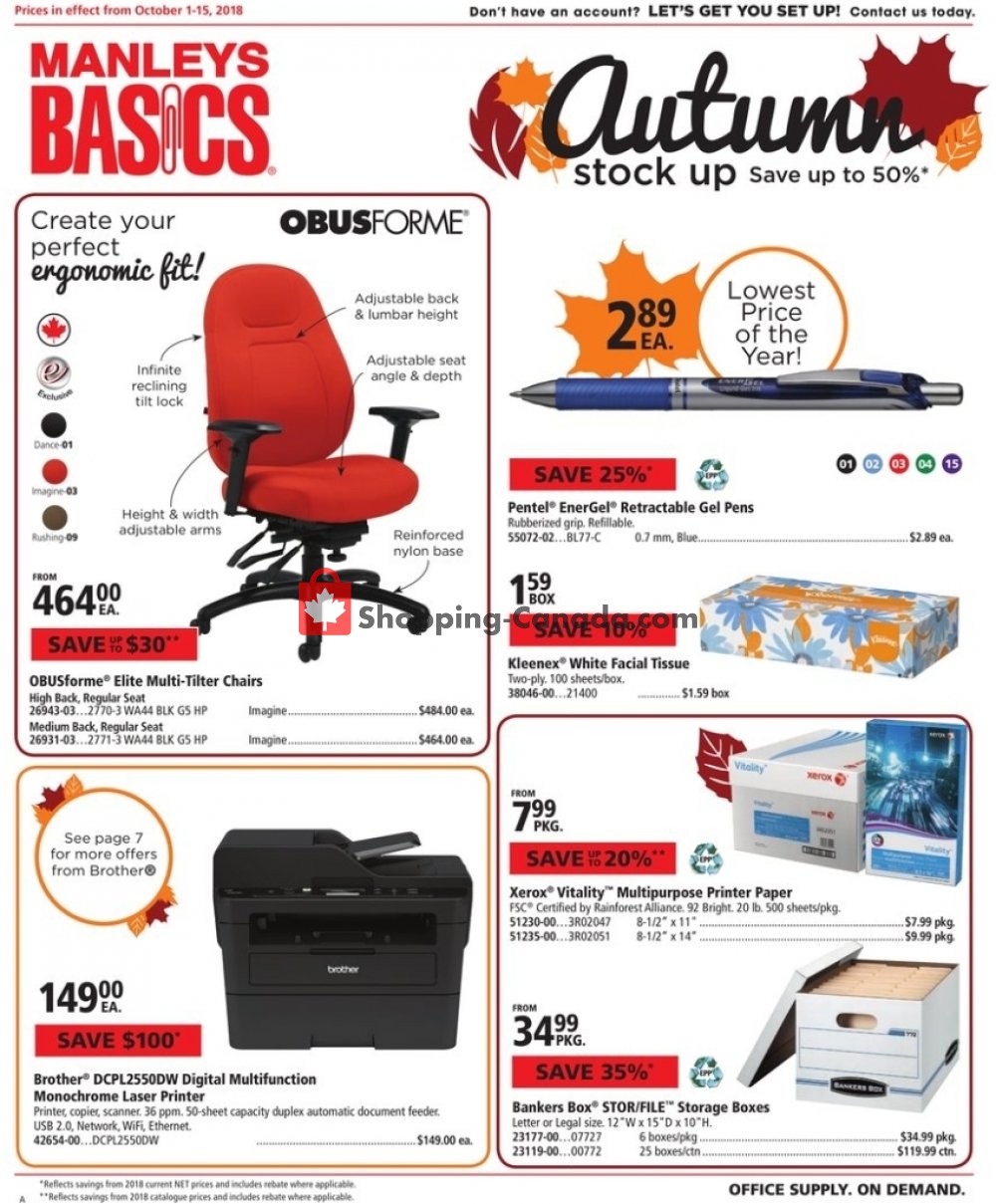 Basics Office Products flyer from Monday October 1, 2018 to Tuesday October 16, 2018 - page 1