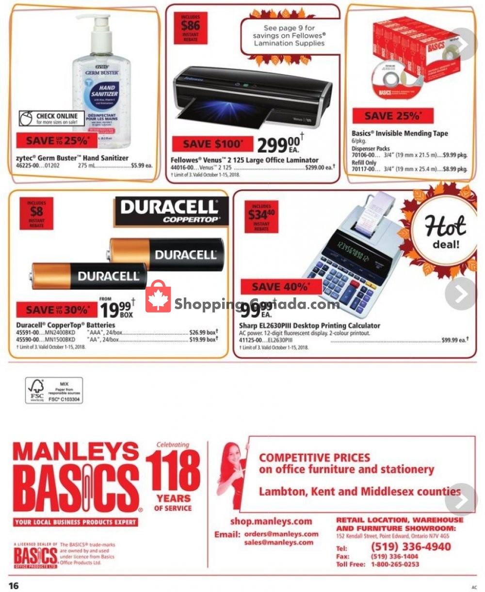 Basics Office Products flyer from Monday October 1, 2018 to Tuesday October 16, 2018 - page 16