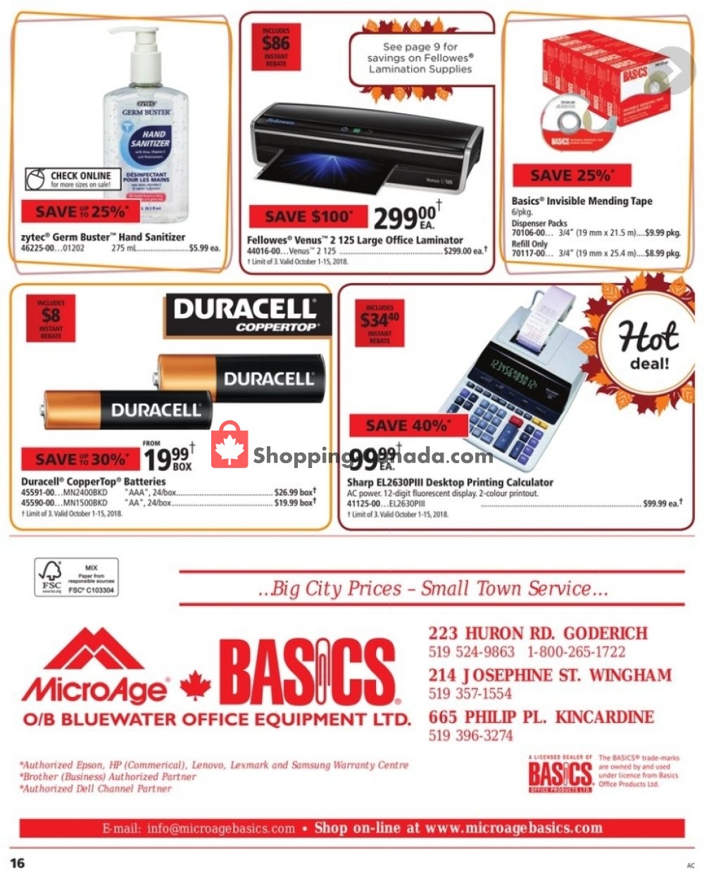Basics Office Products flyer from Monday October 1, 2018 to Monday October 15, 2018 - page 16