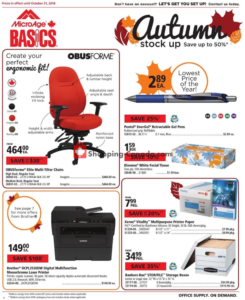 Basics Office Products flyer from Monday October 1, 2018 to Wednesday October 31, 2018 - page 1