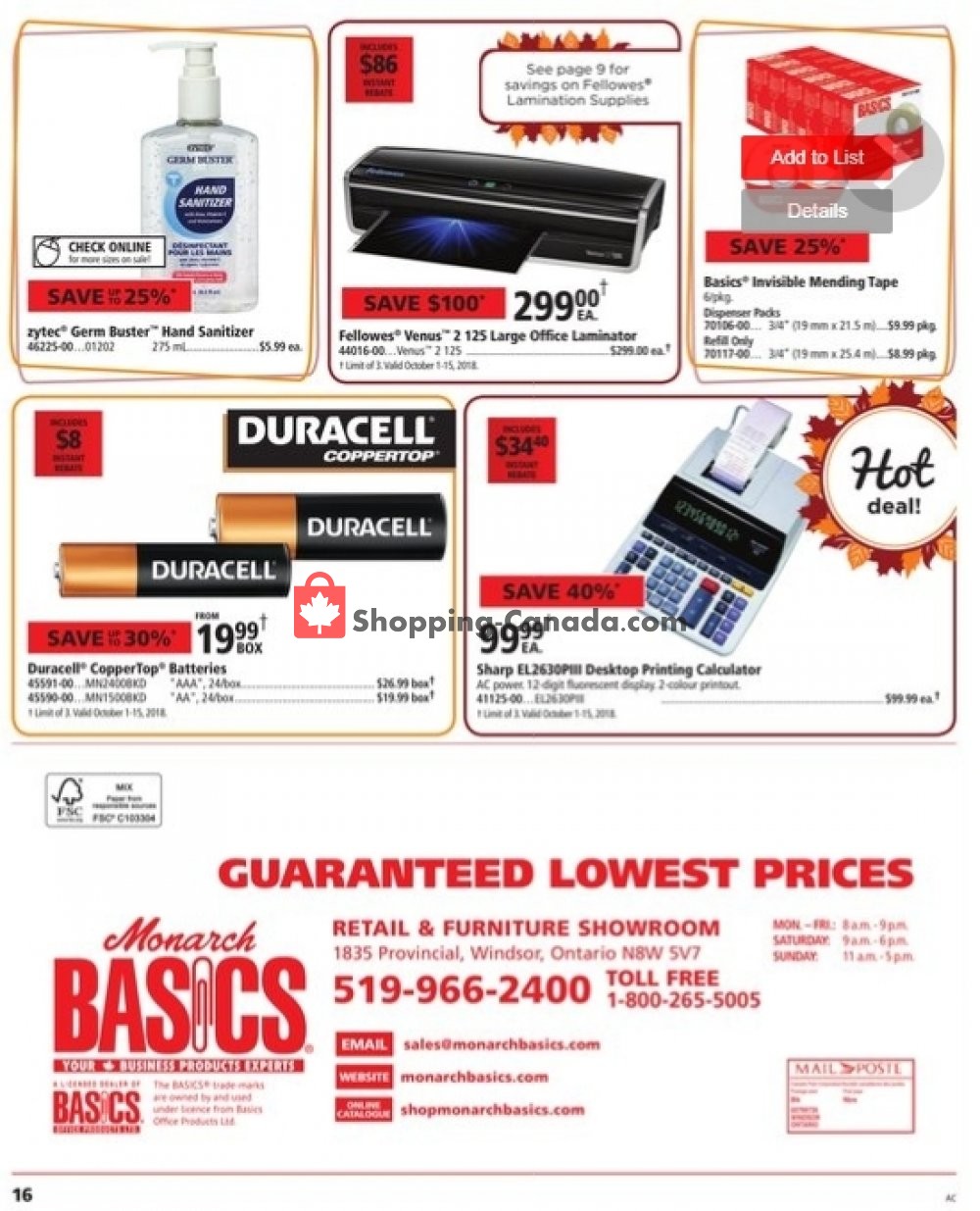 Basics Office Products flyer from Monday October 1, 2018 to Monday October 15, 2018 - page 16