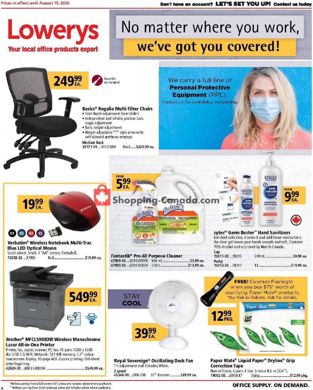 Basics Office Products flyer from Saturday August 1, 2020 to Sunday August 16, 2020 - page 1