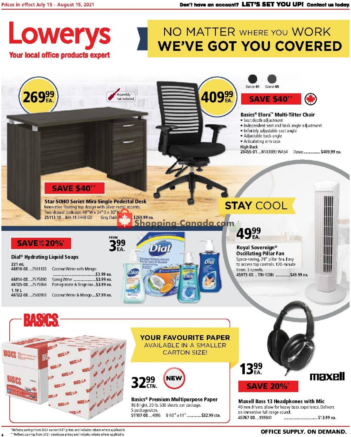 Basics Office Products flyer from Thursday July 15, 2021 to Sunday August 15, 2021 - page 1