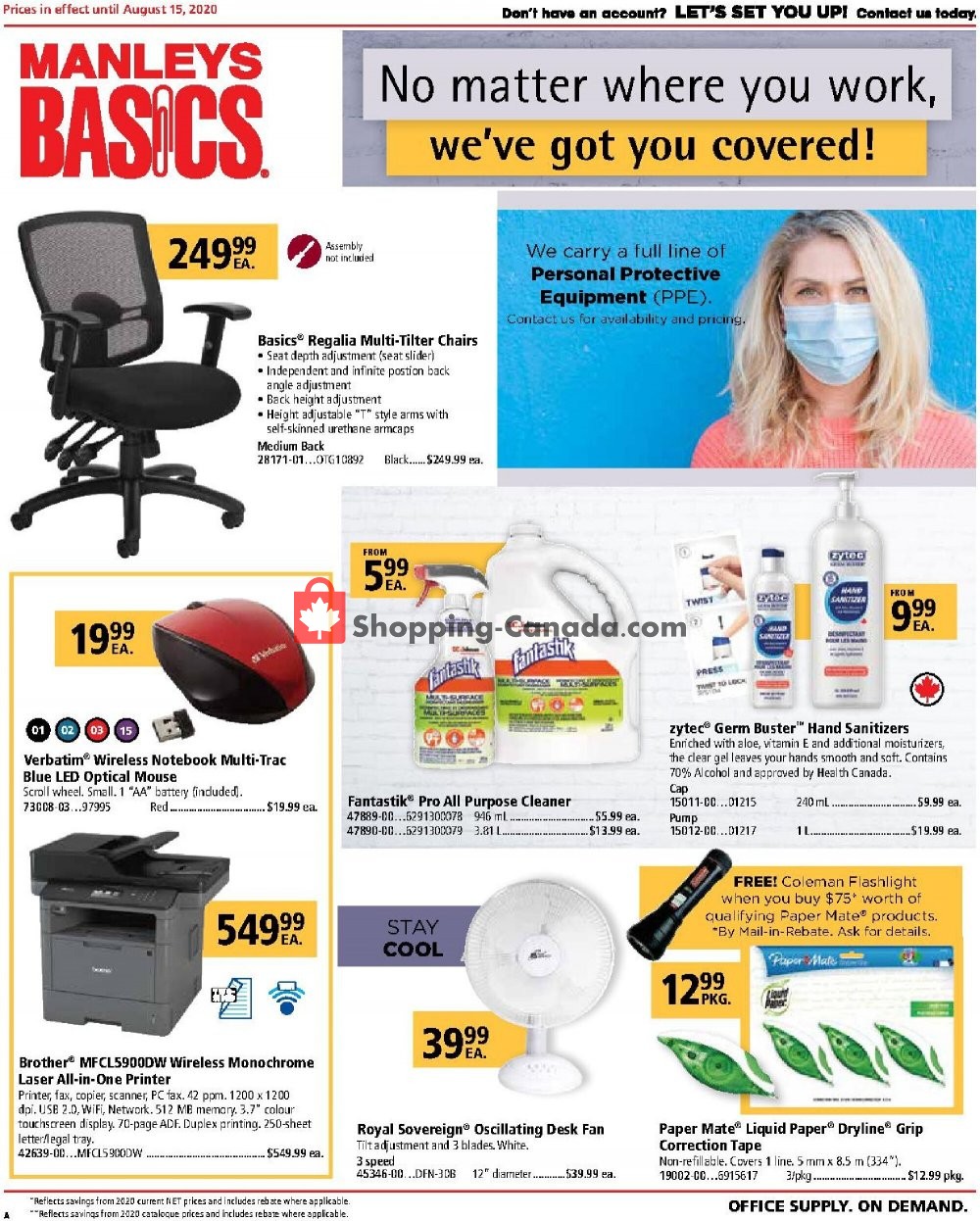 Basics Office Products flyer from Saturday August 1, 2020 to Saturday August 15, 2020 - page 1