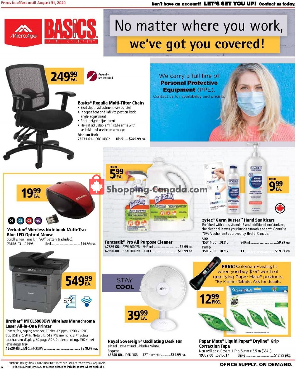 Basics Office Products flyer from Saturday August 1, 2020 to Monday August 31, 2020 - page 1