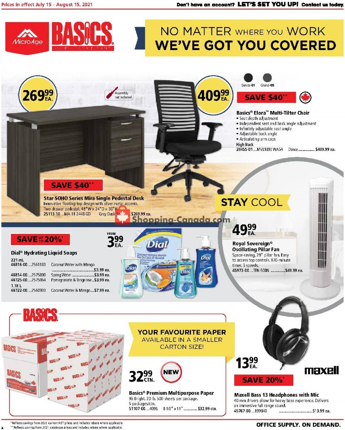 Basics Office Products flyer from Thursday July 15, 2021 to Thursday July 15, 2021 - page 1