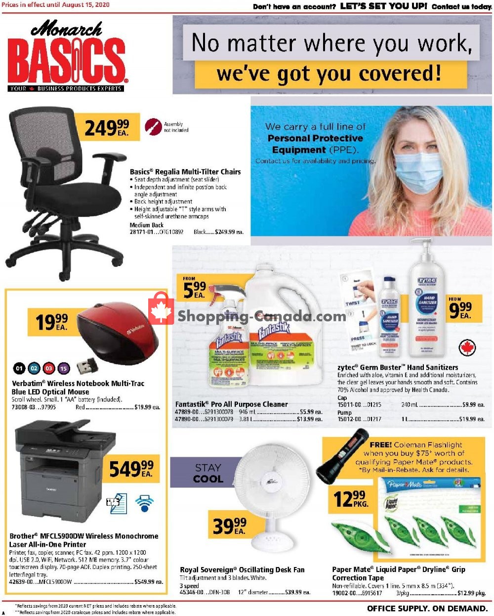 Basics Office Products flyer from Saturday August 1, 2020 to Saturday August 15, 2020 - page 1