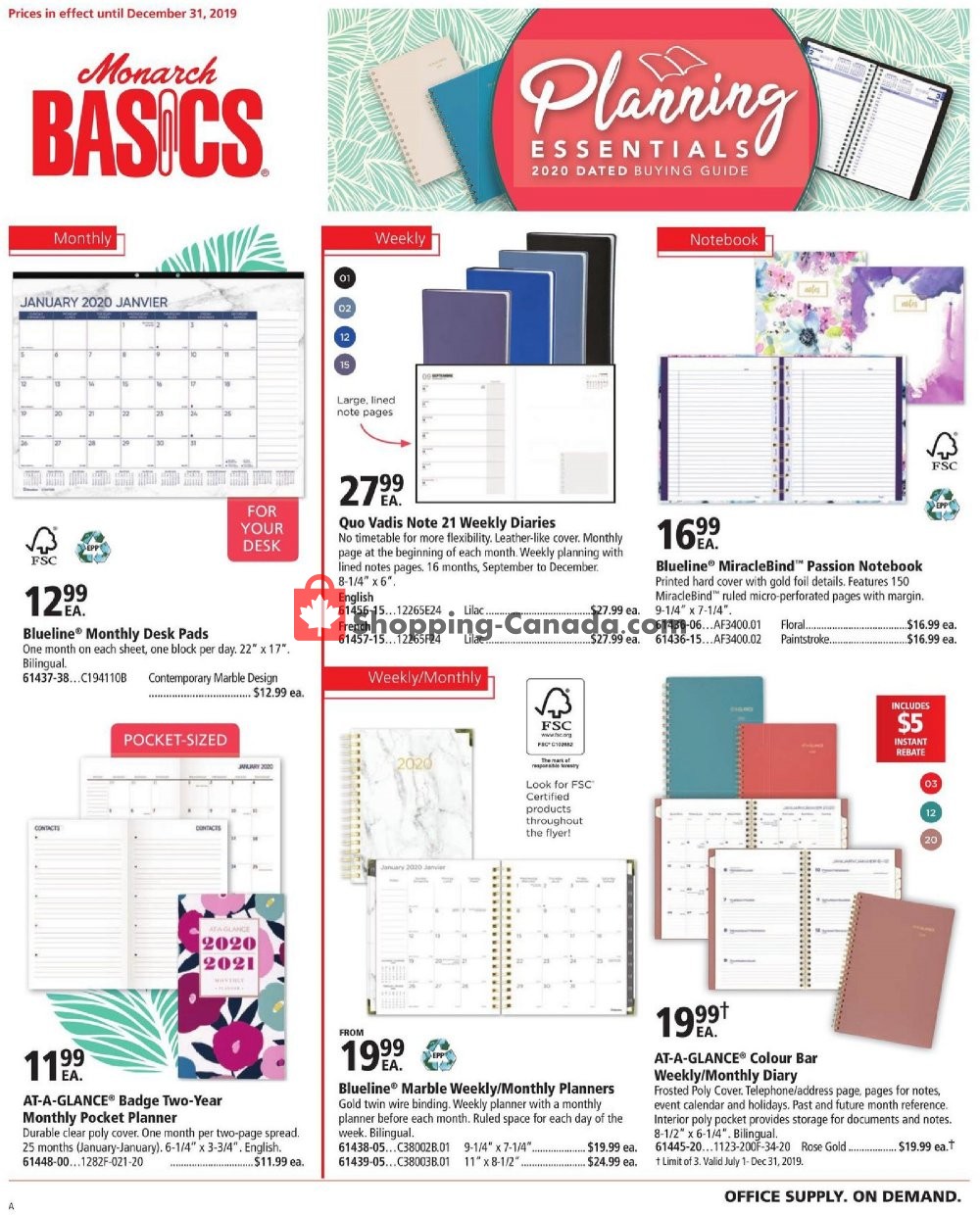 Basics Office Products flyer from Monday July 1, 2019 to Tuesday December 31, 2019 - page 1