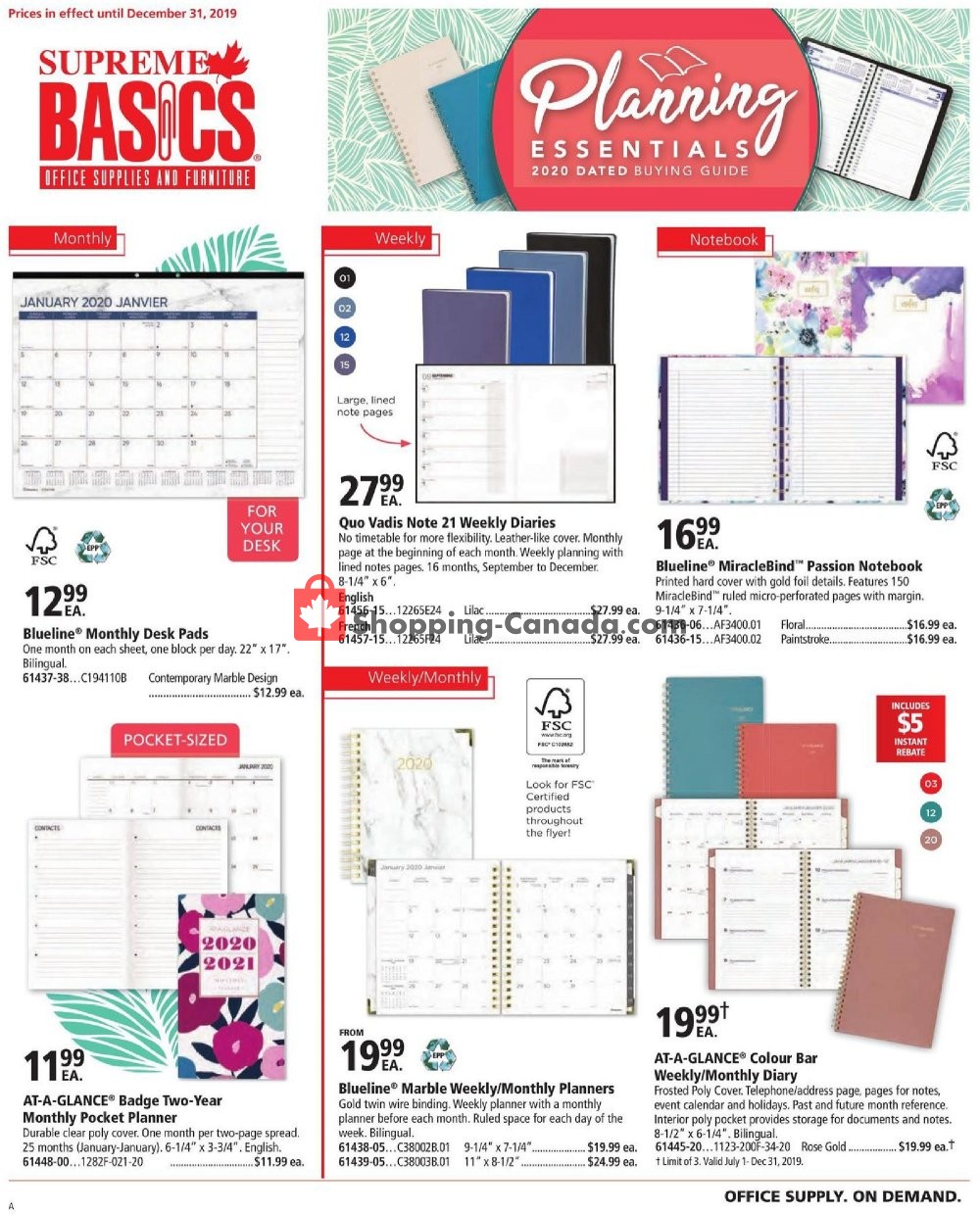 Basics Office Products flyer from Monday July 1, 2019 to Tuesday December 31, 2019 - page 1
