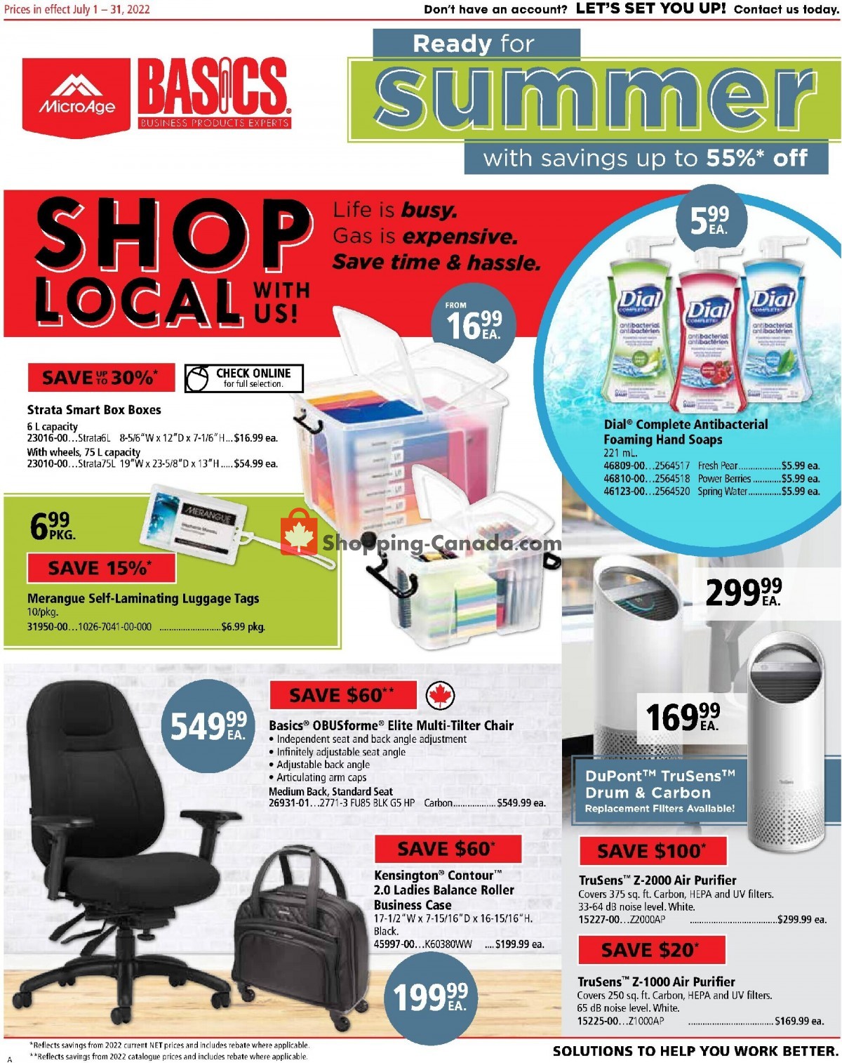 Basics Office Products flyer from Friday July 1, 2022 to Sunday July 31, 2022 - page 1