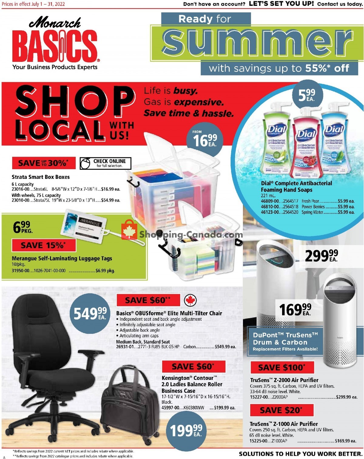Basics Office Products flyer from Friday July 1, 2022 to Sunday July 31, 2022 - page 1