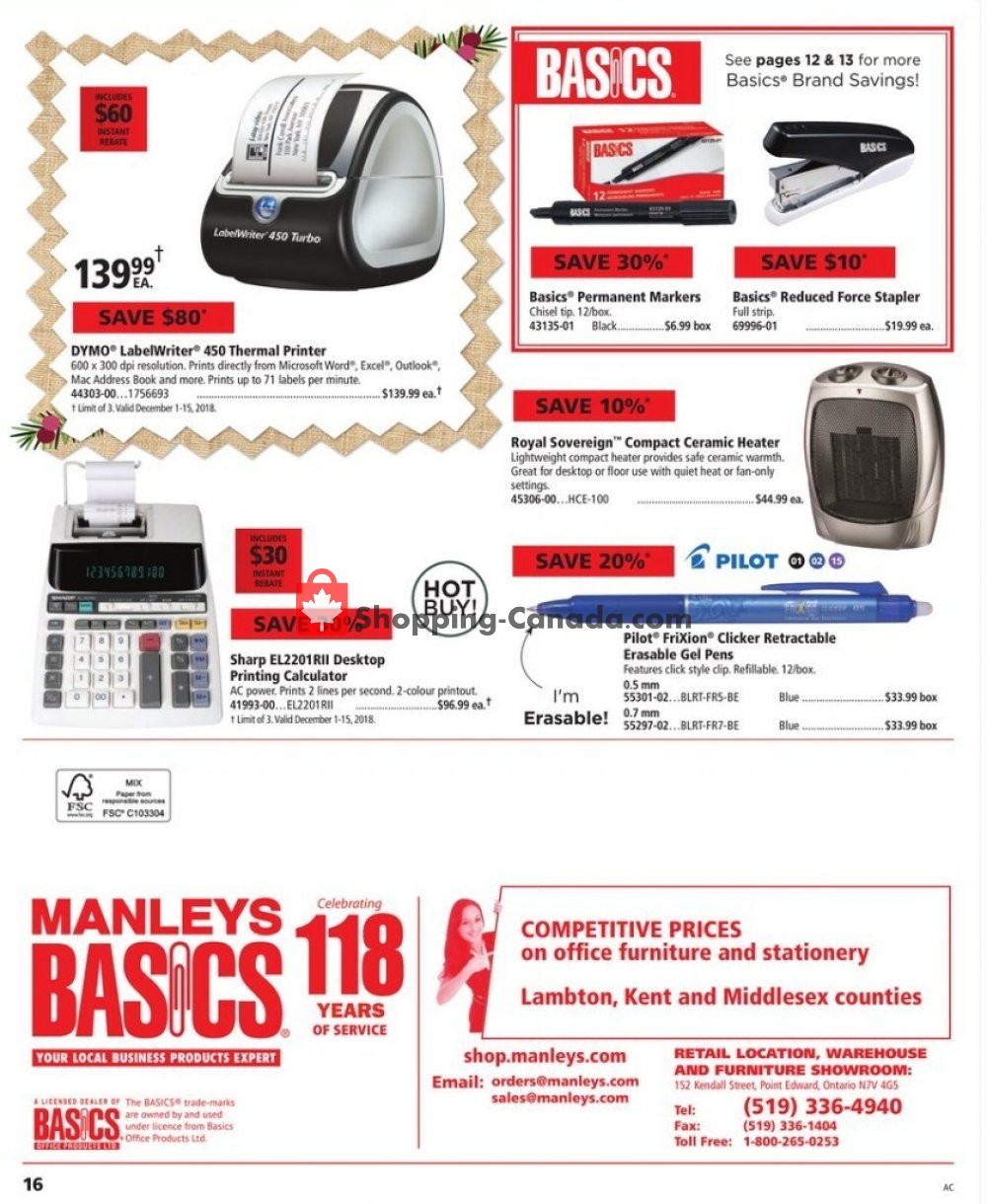 Basics Office Products flyer from Saturday December 1, 2018 to Saturday December 15, 2018 - page 16