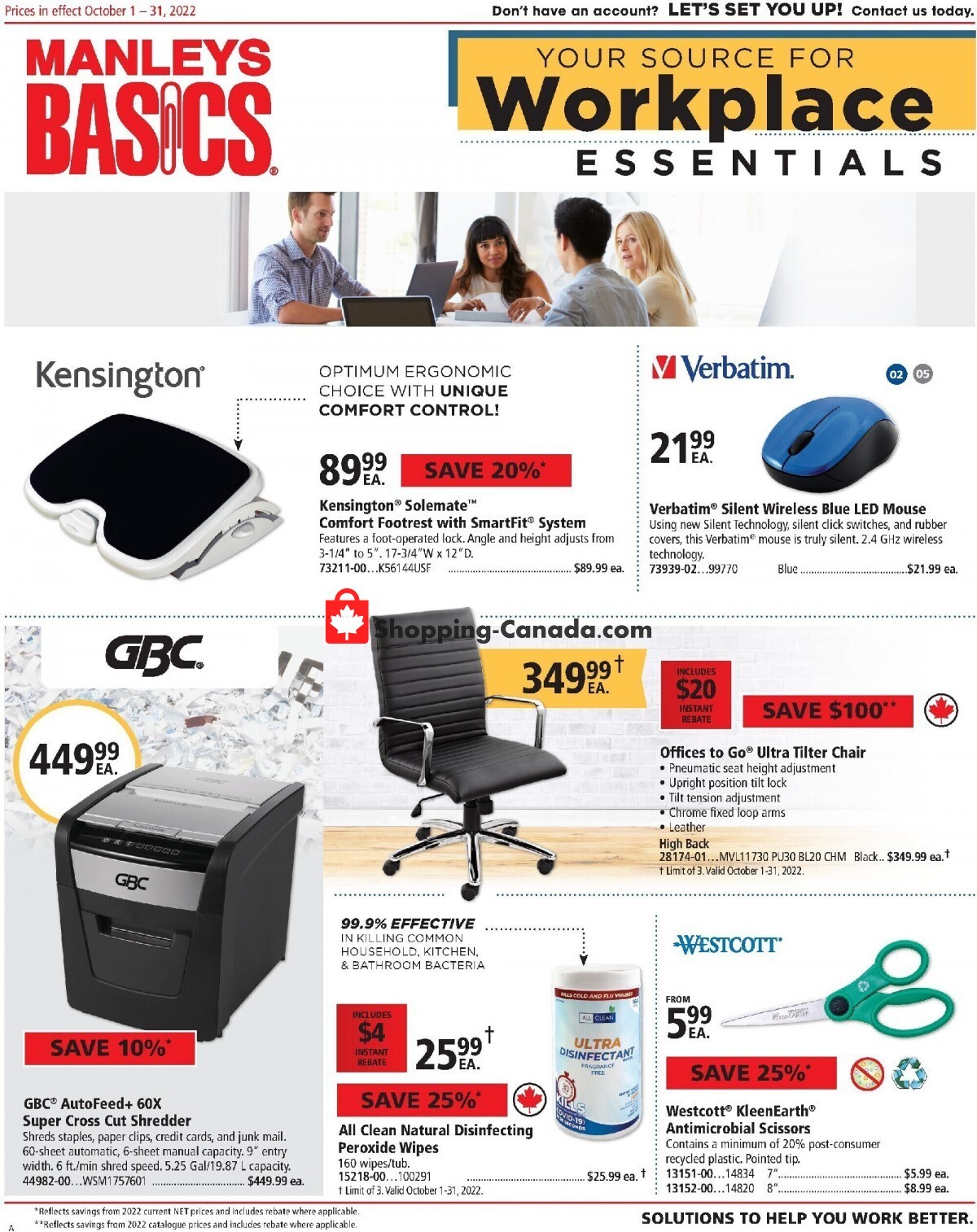 Basics Office Products flyer from Friday October 1, 2021 to Sunday October 31, 2021 - page 1