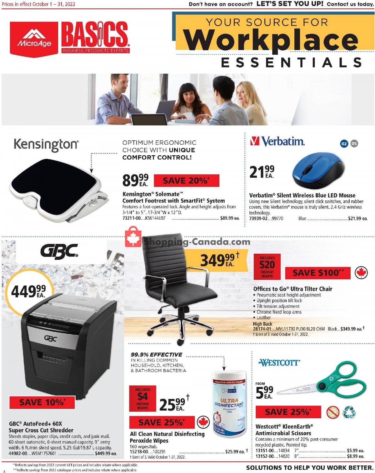 Basics Office Products flyer from Friday October 1, 2021 to Sunday October 31, 2021 - page 1