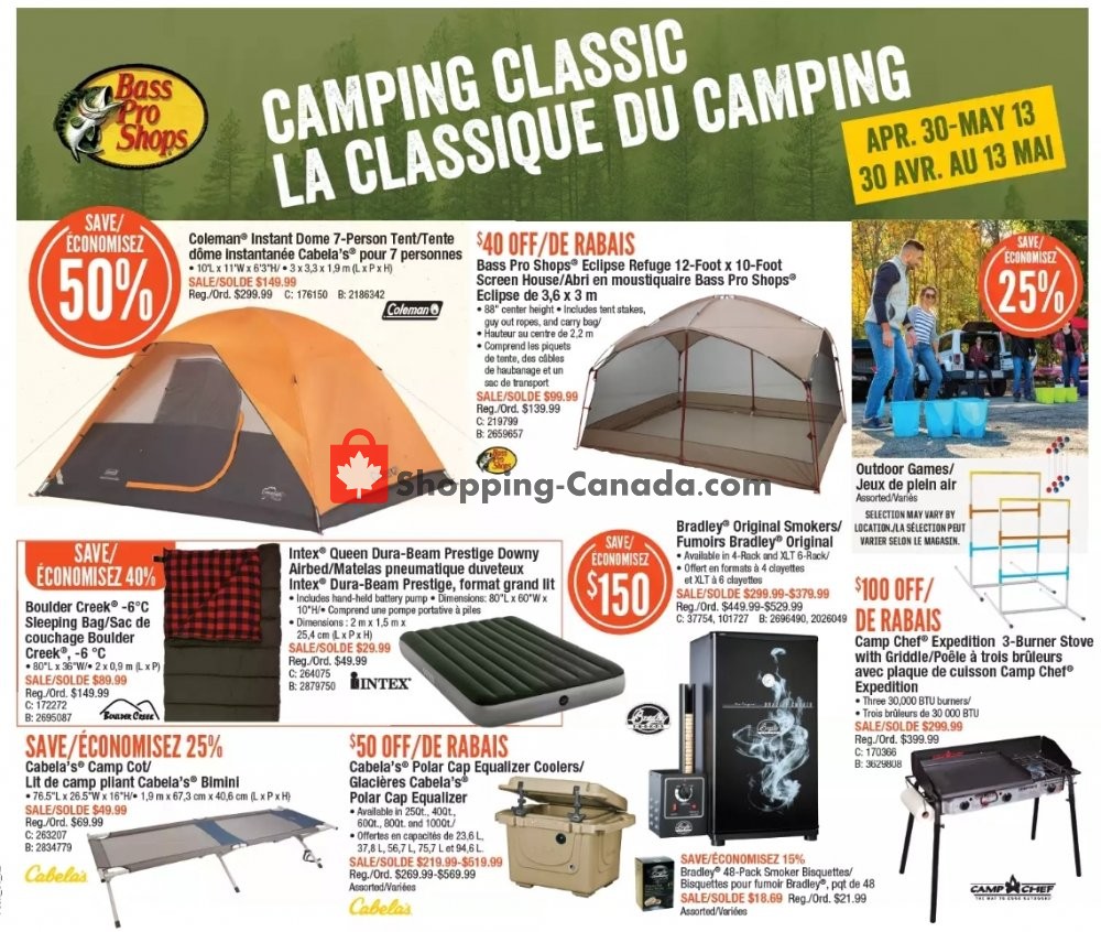 Bass Pro Shops Canada, flyer (Camping Classic Atlantic) April 30