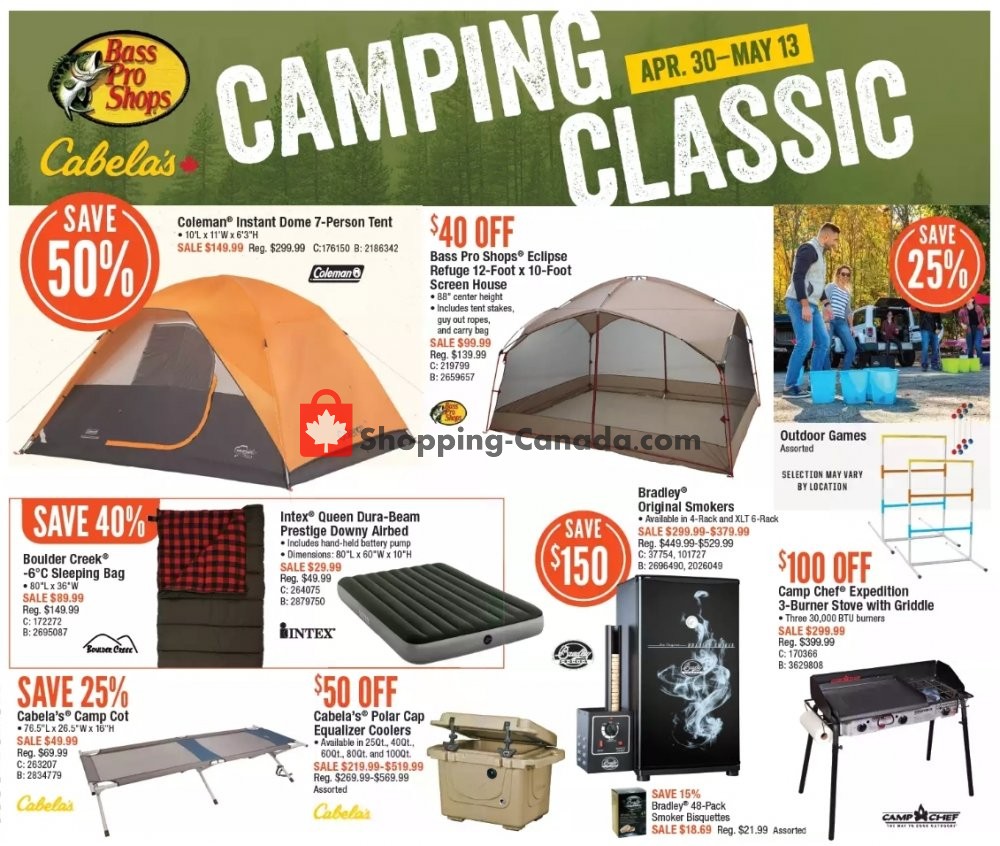 Bass Pro Shops Canada, flyer (Camping Classic ON) April 30 May